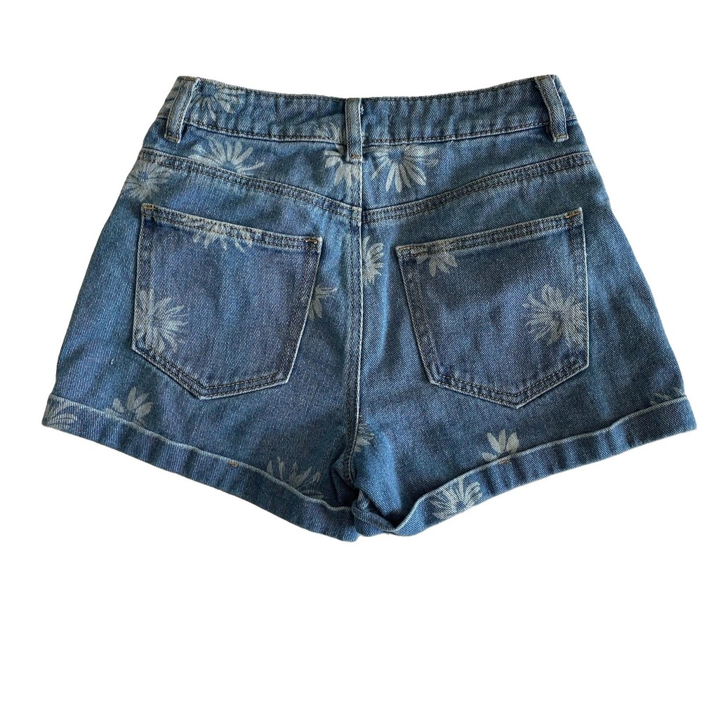 PacSun Mom Short Shorts 24 Daisy Floral Print Denim High Rise Surfer Girl Y2K - Picture 2 of 7